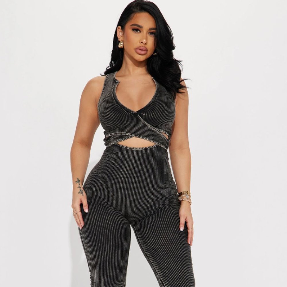Karissa Mineral Wash Jumpsuit - Black